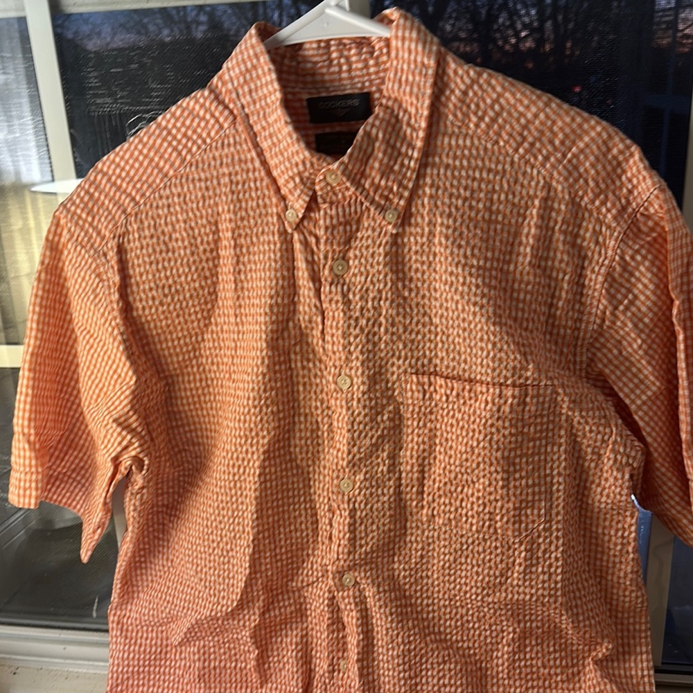 Salmon Casual Button Down Shirt with Textured Fabric